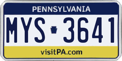 PA license plate MYS3641