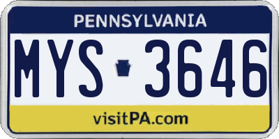 PA license plate MYS3646