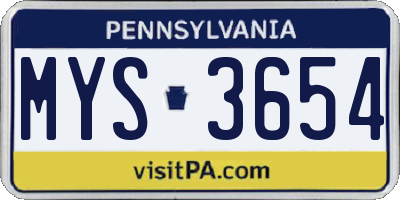 PA license plate MYS3654