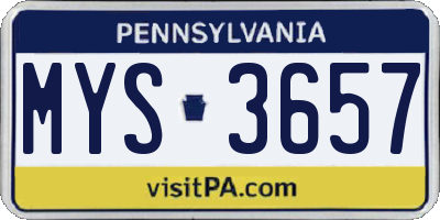 PA license plate MYS3657