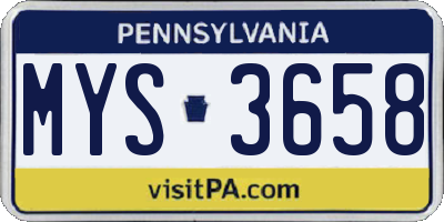 PA license plate MYS3658
