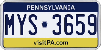 PA license plate MYS3659