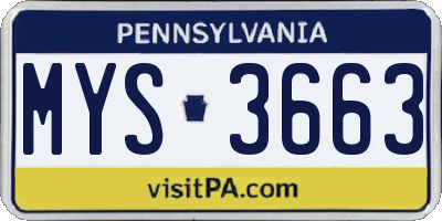 PA license plate MYS3663