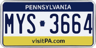 PA license plate MYS3664