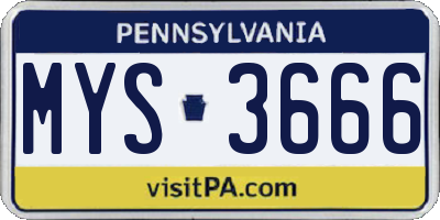 PA license plate MYS3666