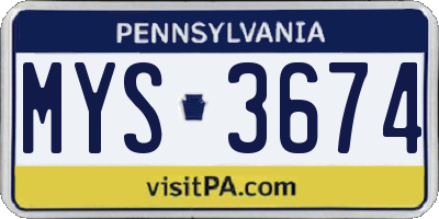 PA license plate MYS3674