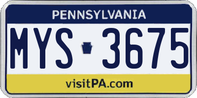 PA license plate MYS3675