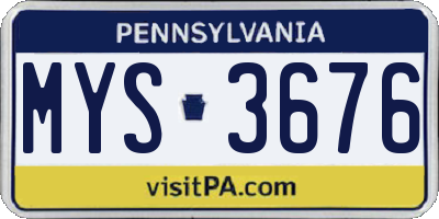 PA license plate MYS3676