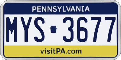 PA license plate MYS3677