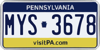 PA license plate MYS3678