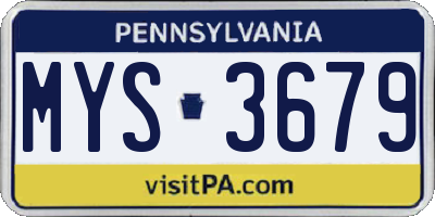 PA license plate MYS3679