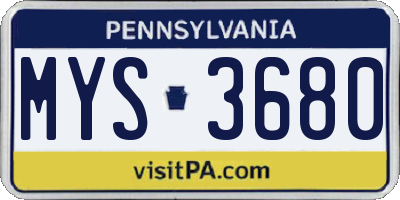 PA license plate MYS3680