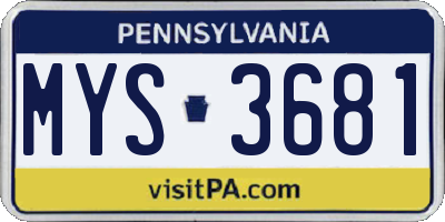 PA license plate MYS3681
