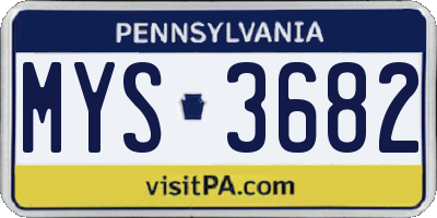 PA license plate MYS3682
