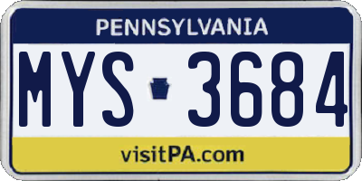 PA license plate MYS3684