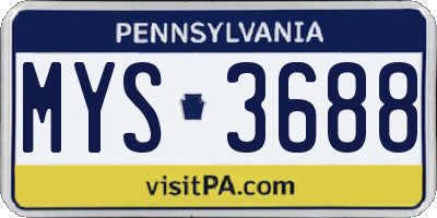 PA license plate MYS3688