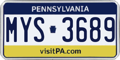 PA license plate MYS3689