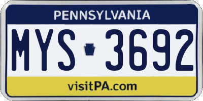 PA license plate MYS3692