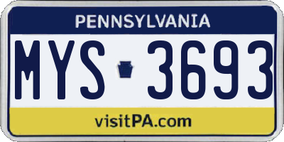 PA license plate MYS3693