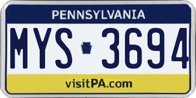PA license plate MYS3694