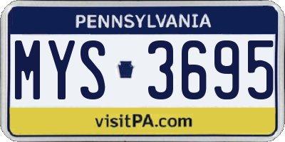 PA license plate MYS3695
