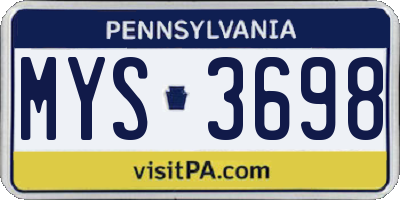 PA license plate MYS3698