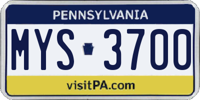 PA license plate MYS3700