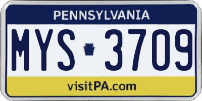 PA license plate MYS3709