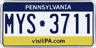 PA license plate MYS3711