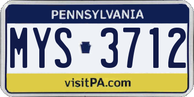 PA license plate MYS3712