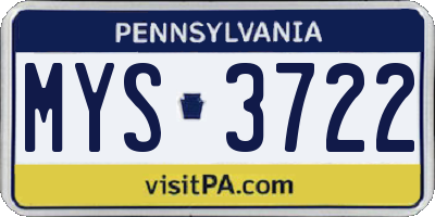 PA license plate MYS3722
