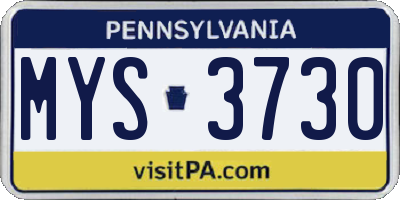 PA license plate MYS3730