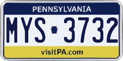 PA license plate MYS3732