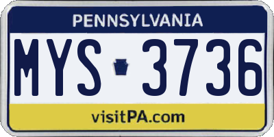 PA license plate MYS3736