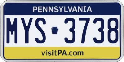 PA license plate MYS3738