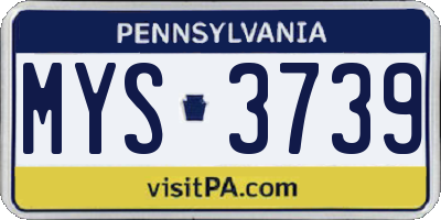 PA license plate MYS3739