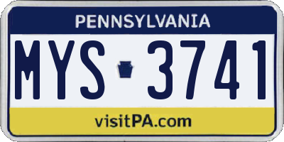 PA license plate MYS3741