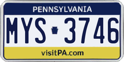 PA license plate MYS3746