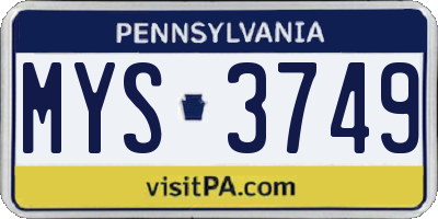 PA license plate MYS3749