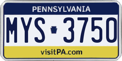 PA license plate MYS3750