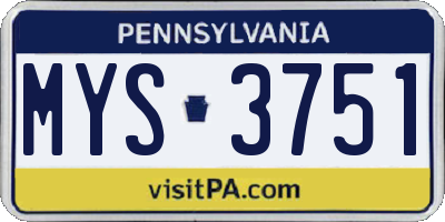 PA license plate MYS3751