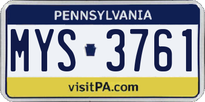 PA license plate MYS3761