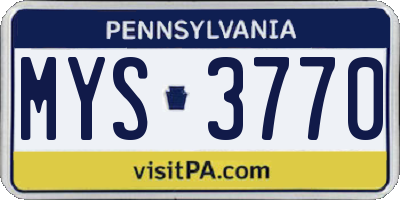 PA license plate MYS3770