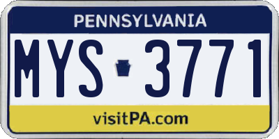 PA license plate MYS3771