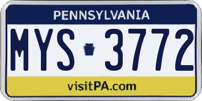 PA license plate MYS3772