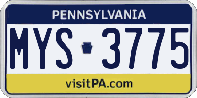 PA license plate MYS3775