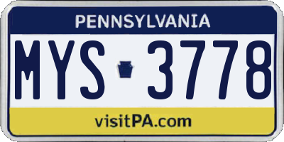 PA license plate MYS3778