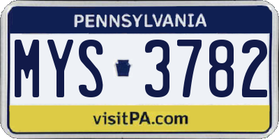 PA license plate MYS3782