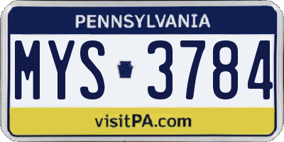 PA license plate MYS3784