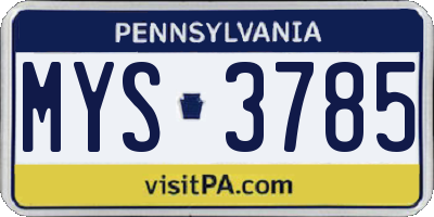 PA license plate MYS3785